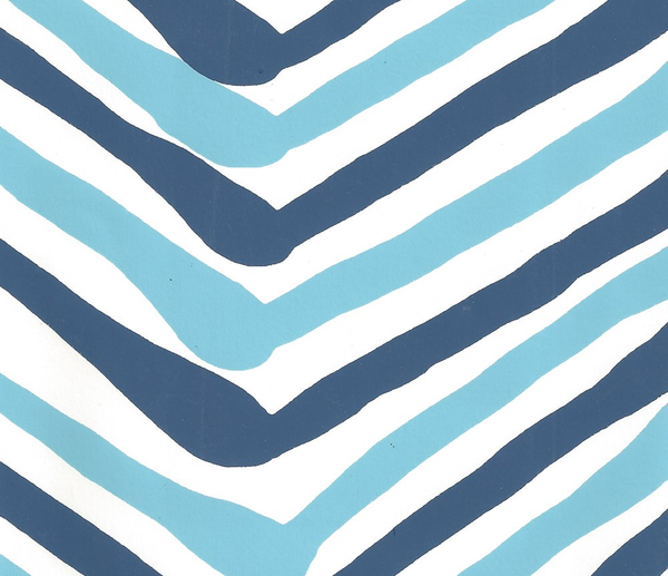 Zig Zag Multi New Blue Navy Almost White Screen Printed | China Seas