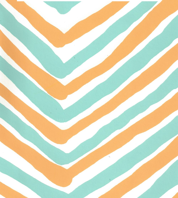 Zig Zag Multi Turquoise Yellow Almost White Screen Printed | China Seas