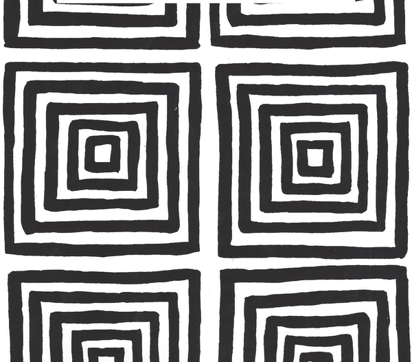 Zig Zag Black on White Screen Printed - Off-White Wallcovering | China Seas