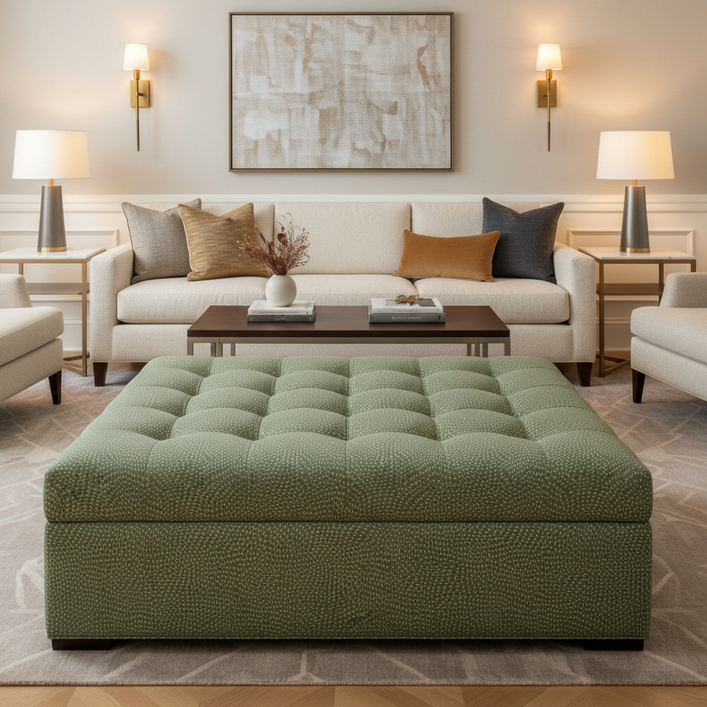 Aster - Aster Layered Polyurethane Upholstered Ottoman | Architectural Fabrics