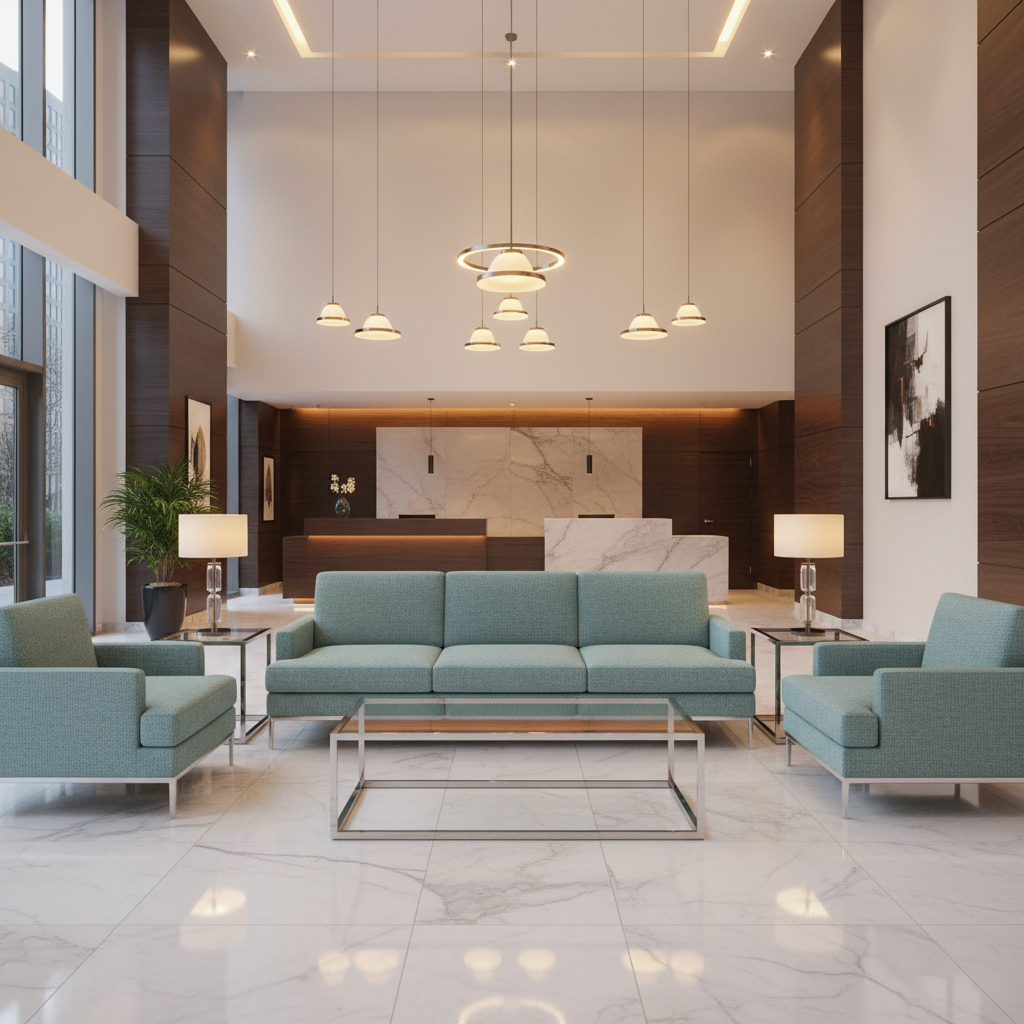 Fine Pebble Texture Soft Teal Upholstered Sofa | Architectural Fabrics
