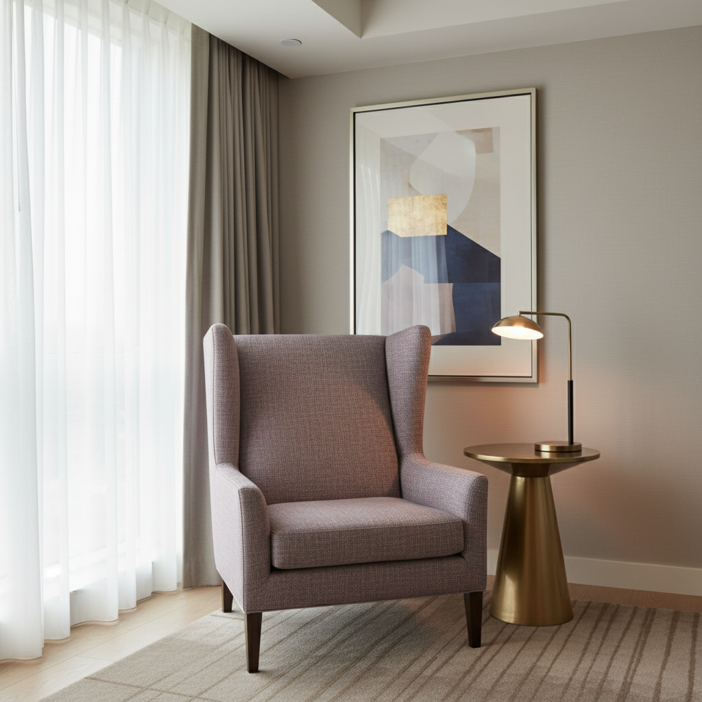 Woven Crosshatch Texture Dusty Mauve Upholstered Chair | Architectural Fabrics