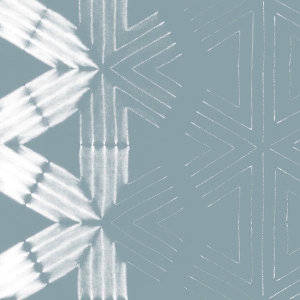 Shibori Flower Large, Steel Blue Wallcoverings | Designtex