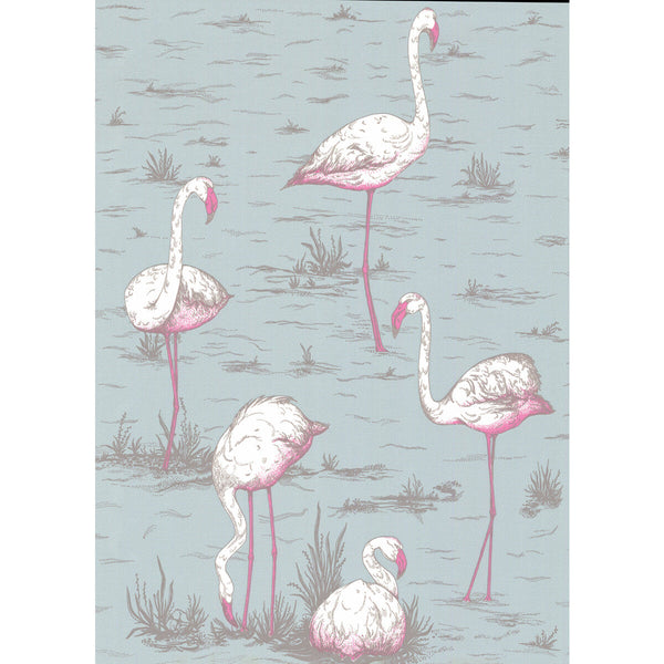 Flamingos - Oale Bl Light Blue By Cole & Son | Cole & Son New Contemporary | Animal/Insects Wallcovering
