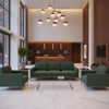 Smooth Solid Color Deep Forest Upholstered Sofa | Architectural Fabrics