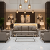 Subtle Linen Weave Smoked Taupe Upholstered Sofa | Architectural Fabrics