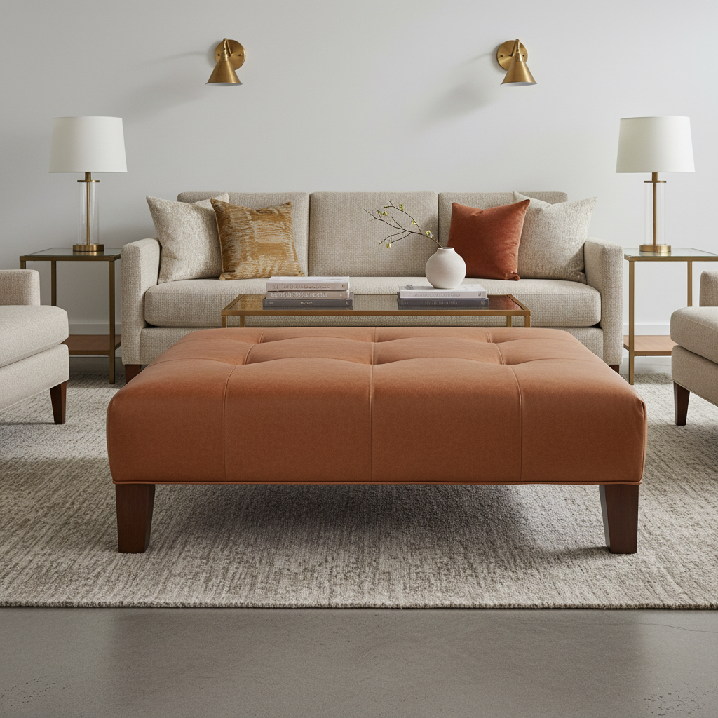 Aarden - Russet Clay Silicone Hybrid Upholstered Ottoman | Architectural Fabrics