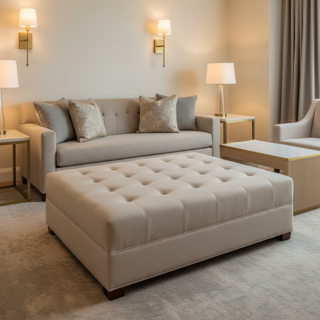 Maho Bay - Glacial Upholstered Ottoman | Architectural Fabrics