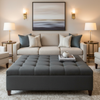 Soper Hole - Graphite Upholstered Ottoman | Architectural Fabrics