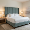 Woven Linen Texture Dusty Teal Upholstered Headboard | Architectural Fabrics