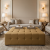 Linen Island - Straw Upholstered Ottoman | Architectural Fabrics