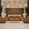 Smooth Leather Grain Caramel Tan Upholstered Sofa | Architectural Fabrics