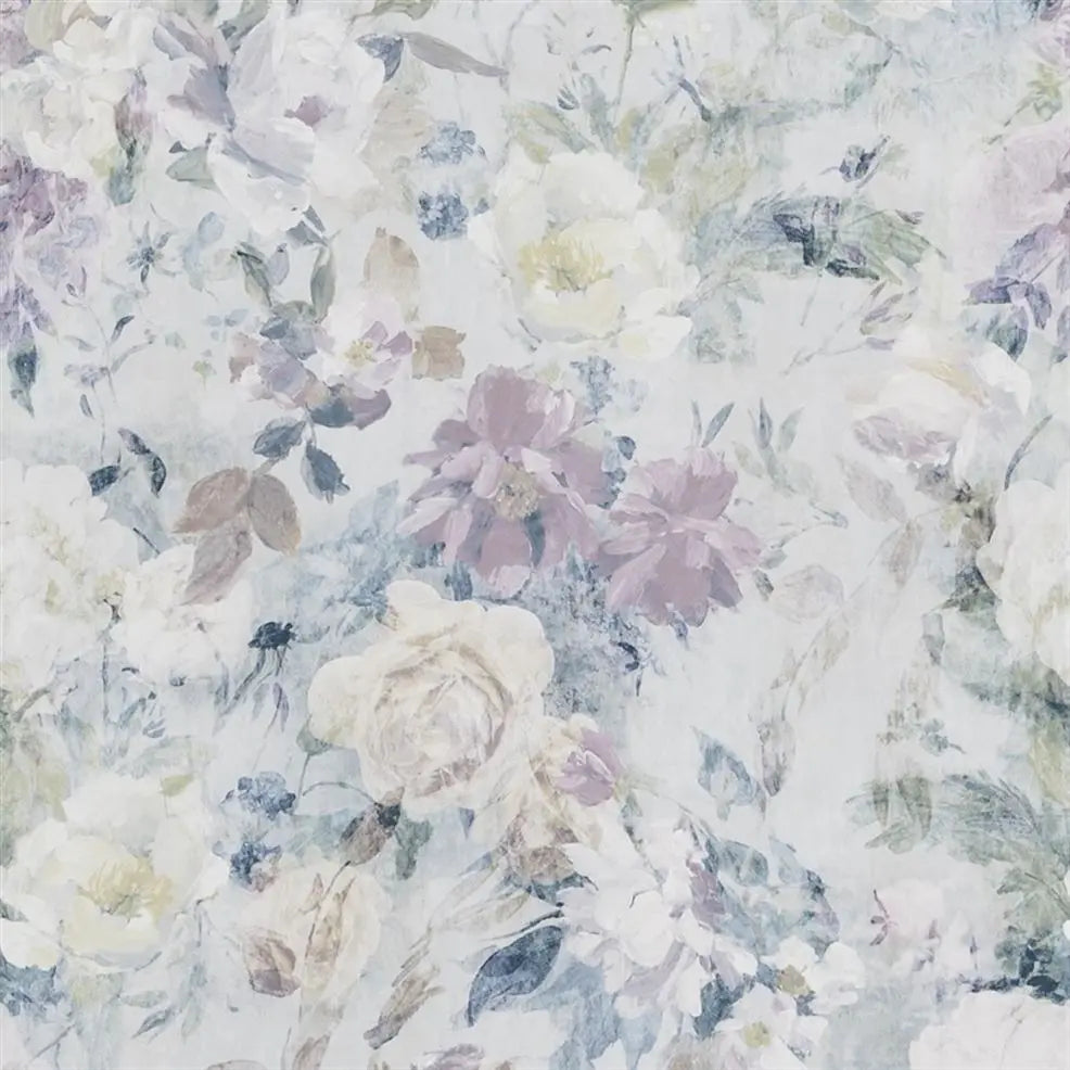Marianne Floral Roses Viola Wallpaper | Designers Guild Europe