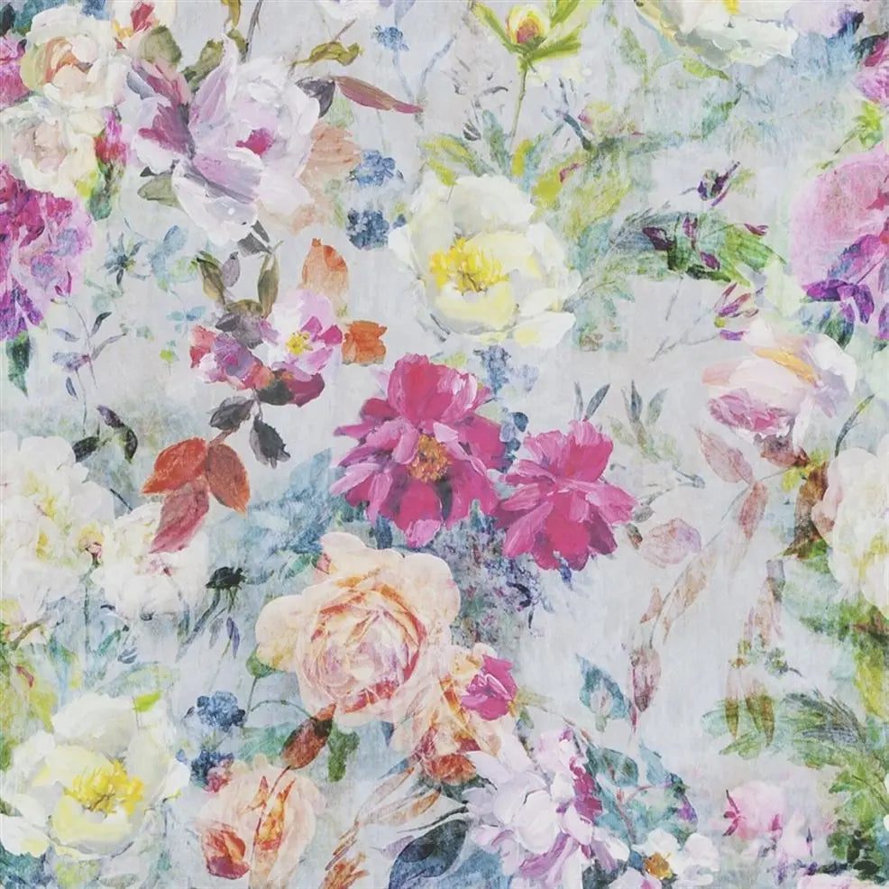 Marianne Floral Roses Fuchsia Wallpaper | Designers Guild Europe