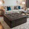 Alamo - Cocoa Bean Performance Vinyl Upholstered Ottoman | Architectural Fabrics