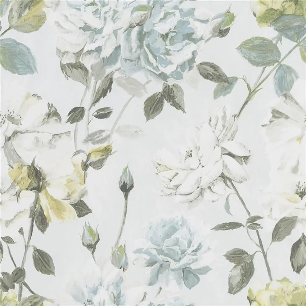 Couture Rose Large Scale  Duck Egg Wallpaper | Designers Guild Europe