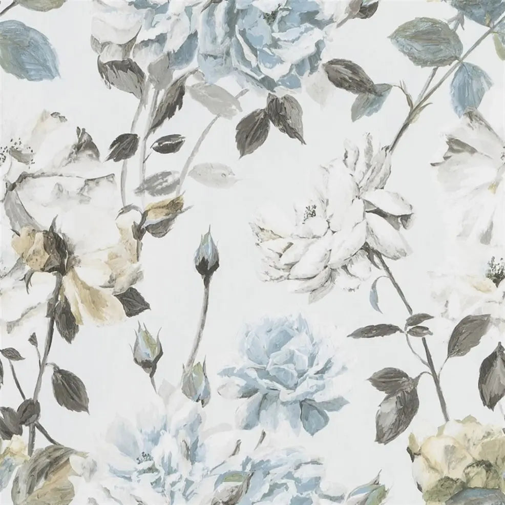 Couture Rose Large Scale  Graphite Wallpaper | Designers Guild Europe