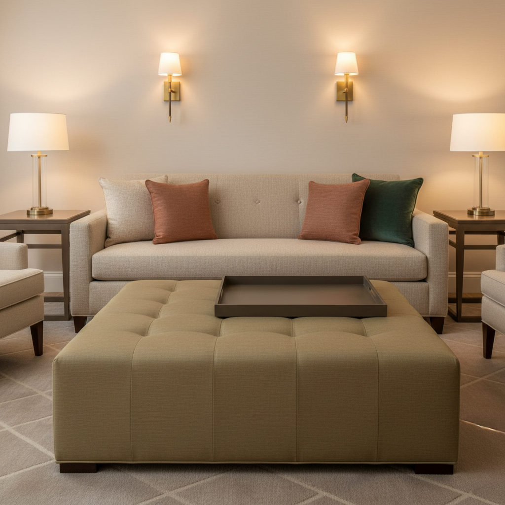 Linen Island - Tonic Upholstered Ottoman | Architectural Fabrics