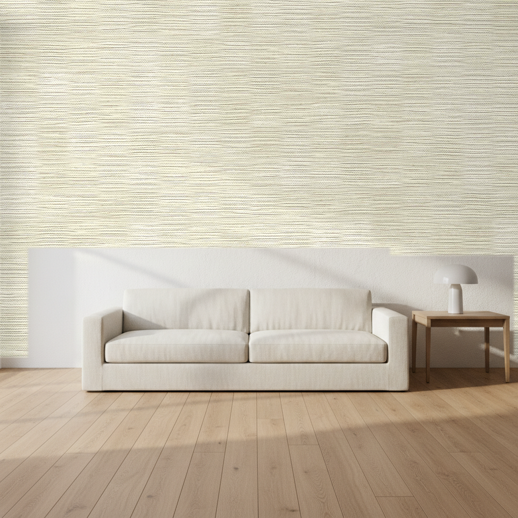 Nantucket Grasscloth Light Multi Gray Wallcovering | Phillipe Romano room setting