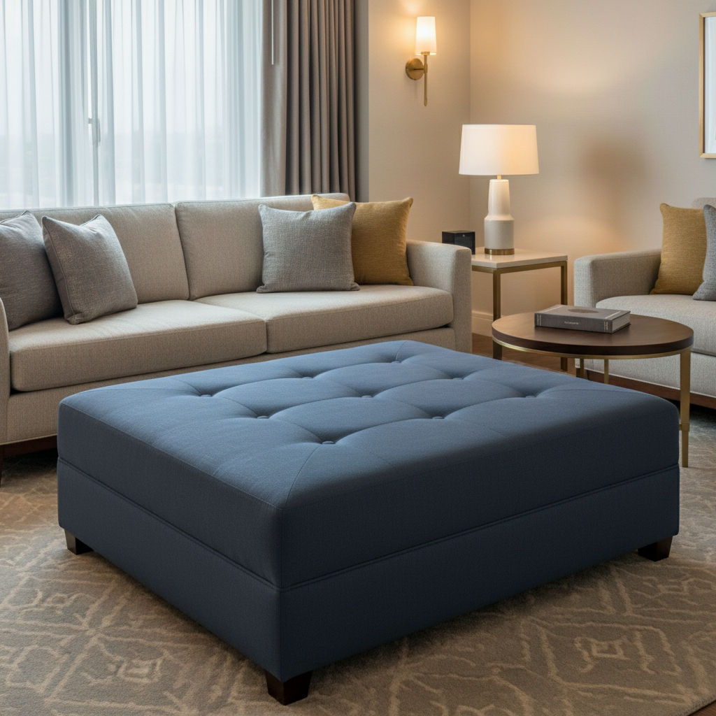 Aarden - Indigo Dusk Silicone Hybrid Upholstered Ottoman | Architectural Fabrics