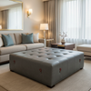 Red Hook - Pewter Upholstered Ottoman | Architectural Fabrics