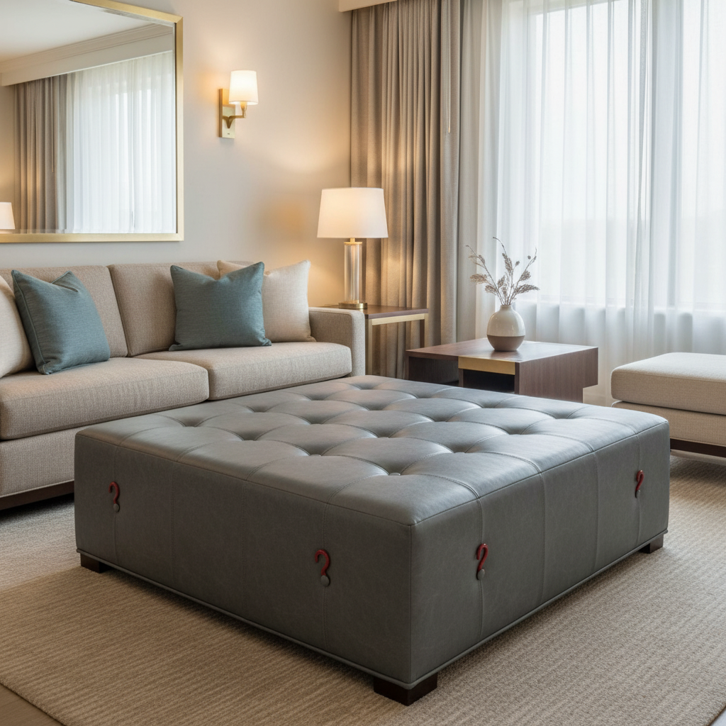 Red Hook - Pewter Upholstered Ottoman | Architectural Fabrics