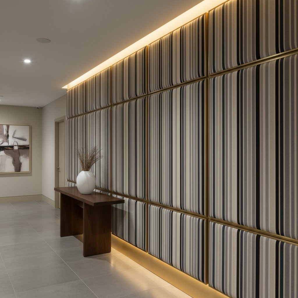 Sugar Mill Stripe - Mist Upholstered Wall Panel | Architectural Fabrics