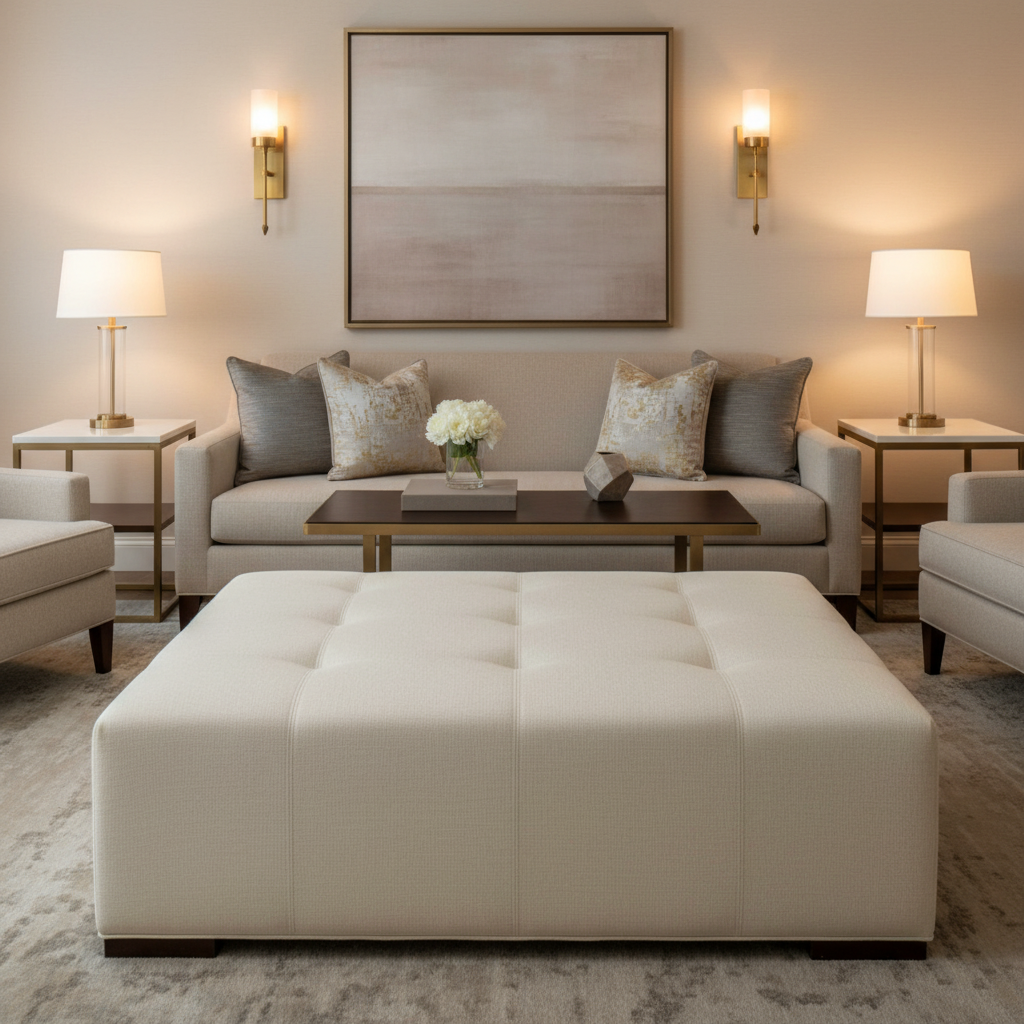 Peter Island - Dove Upholstered Ottoman | Architectural Fabrics