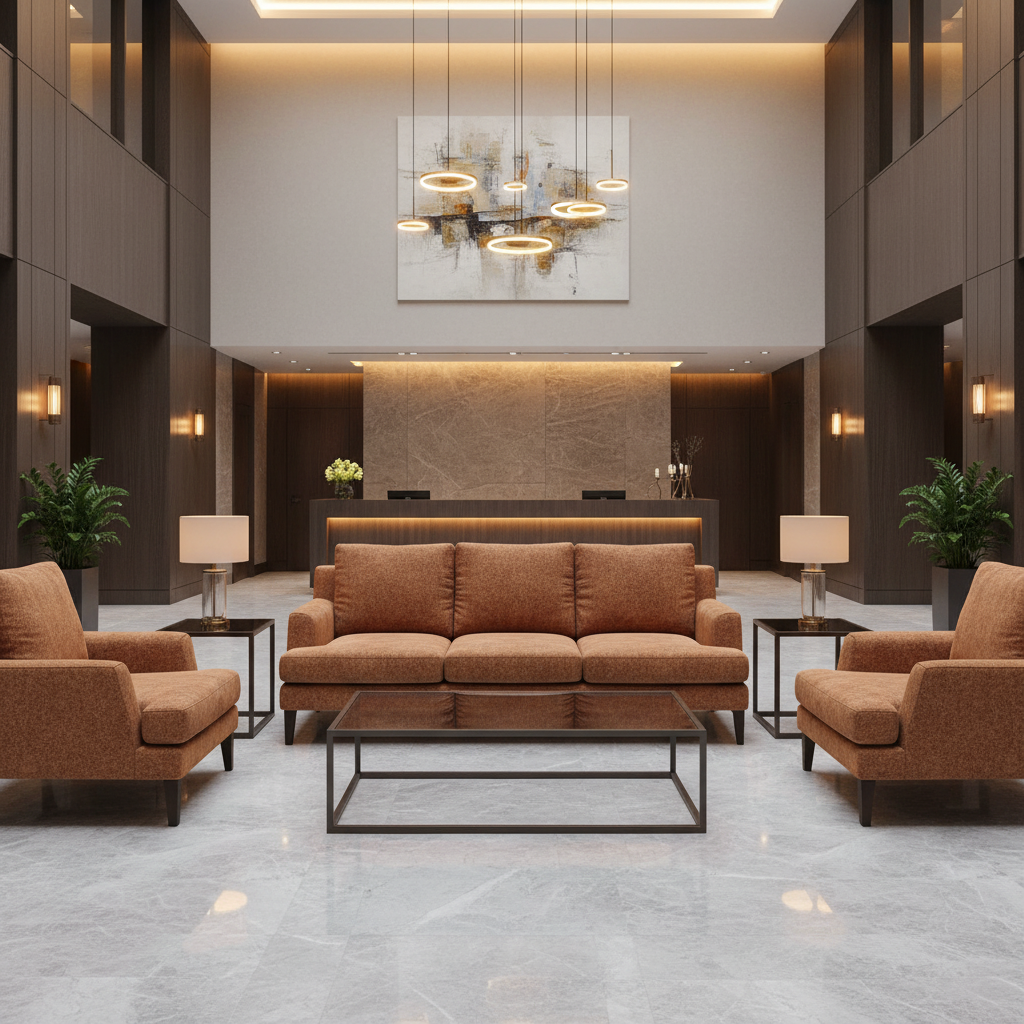 Aragon - Russet Earth Performance Vinyl Upholstered Sofa | Architectural Fabrics