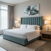 Smooth Solid Texture Dusty Teal Upholstered Headboard | Architectural Fabrics