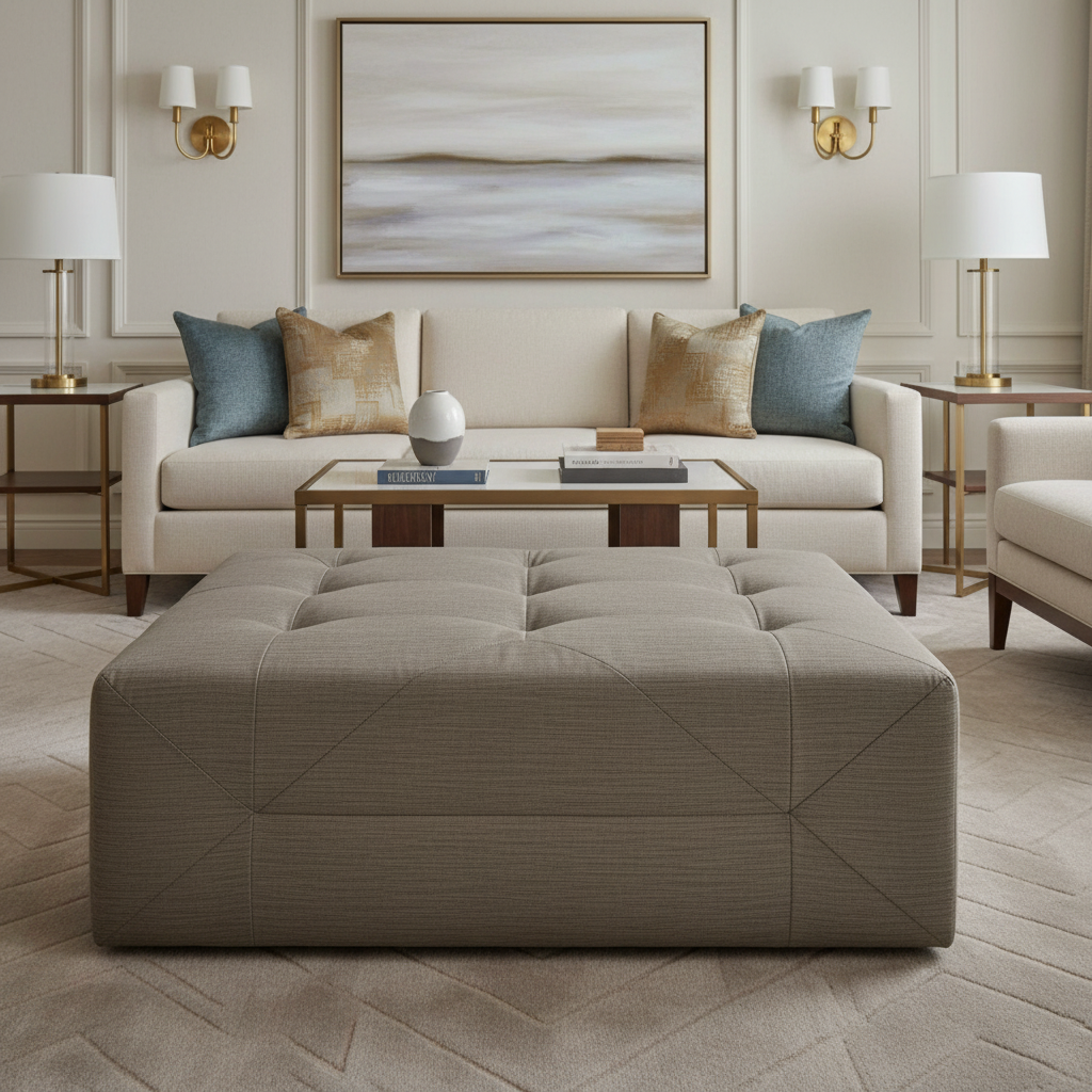 Treasure Beach - Evening Upholstered Ottoman | Architectural Fabrics
