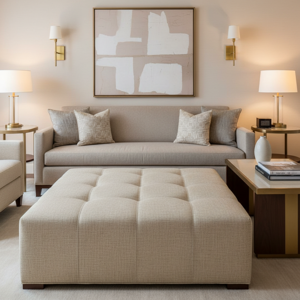 Adagio - Adagio Blackout Fabric Upholstered Ottoman | Architectural Fabrics