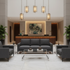 Fine Woven Texture Deep Graphite Upholstered Sofa | Architectural Fabrics