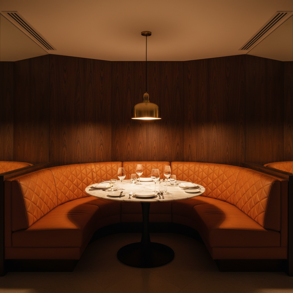 Tres Palmas - Persimmon Upholstered Banquette | Architectural Fabrics