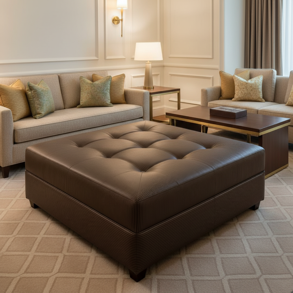 Storm Bay - Cocoa Upholstered Ottoman | Architectural Fabrics