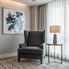 Smooth Solid Texture Deep Graphite Upholstered Chair | Architectural Fabrics