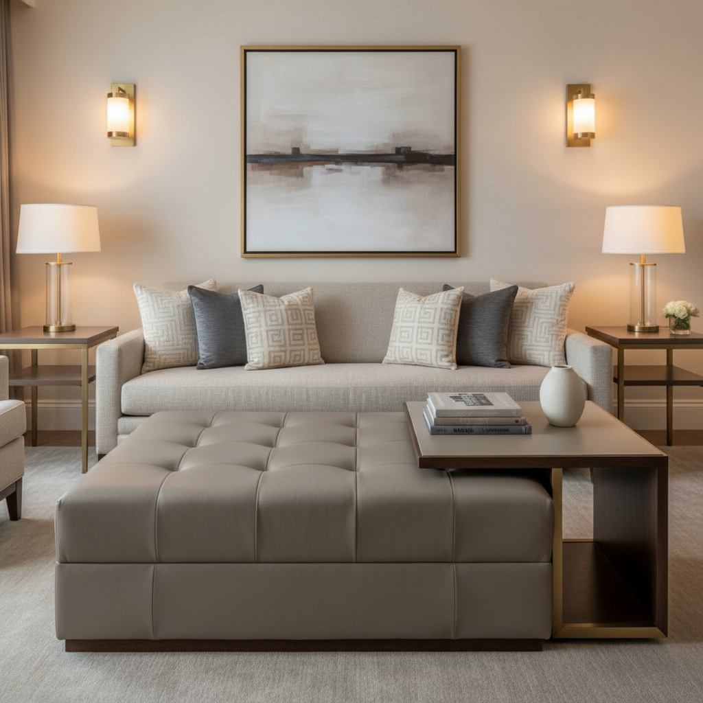 Peter Island - Bark Upholstered Ottoman | Architectural Fabrics