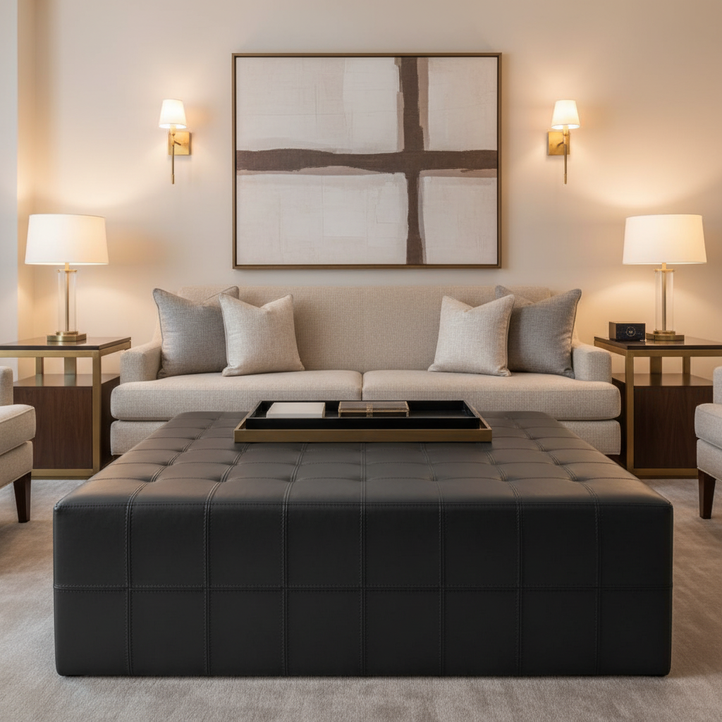 Puerto Plata - Black Upholstered Ottoman | Architectural Fabrics