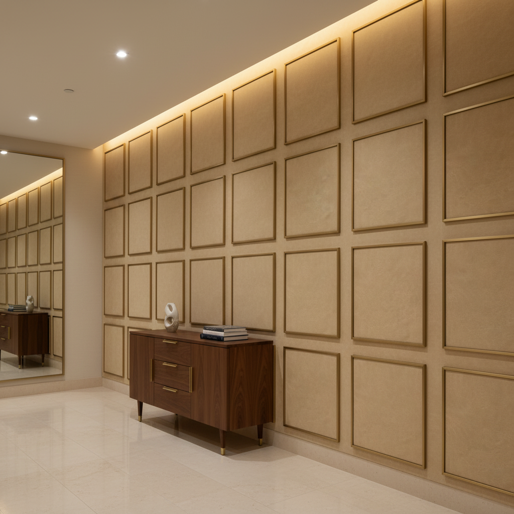 Arcadia - Sandstone Performance Vinyl Upholstered Wall Panel | Architectural Fabrics