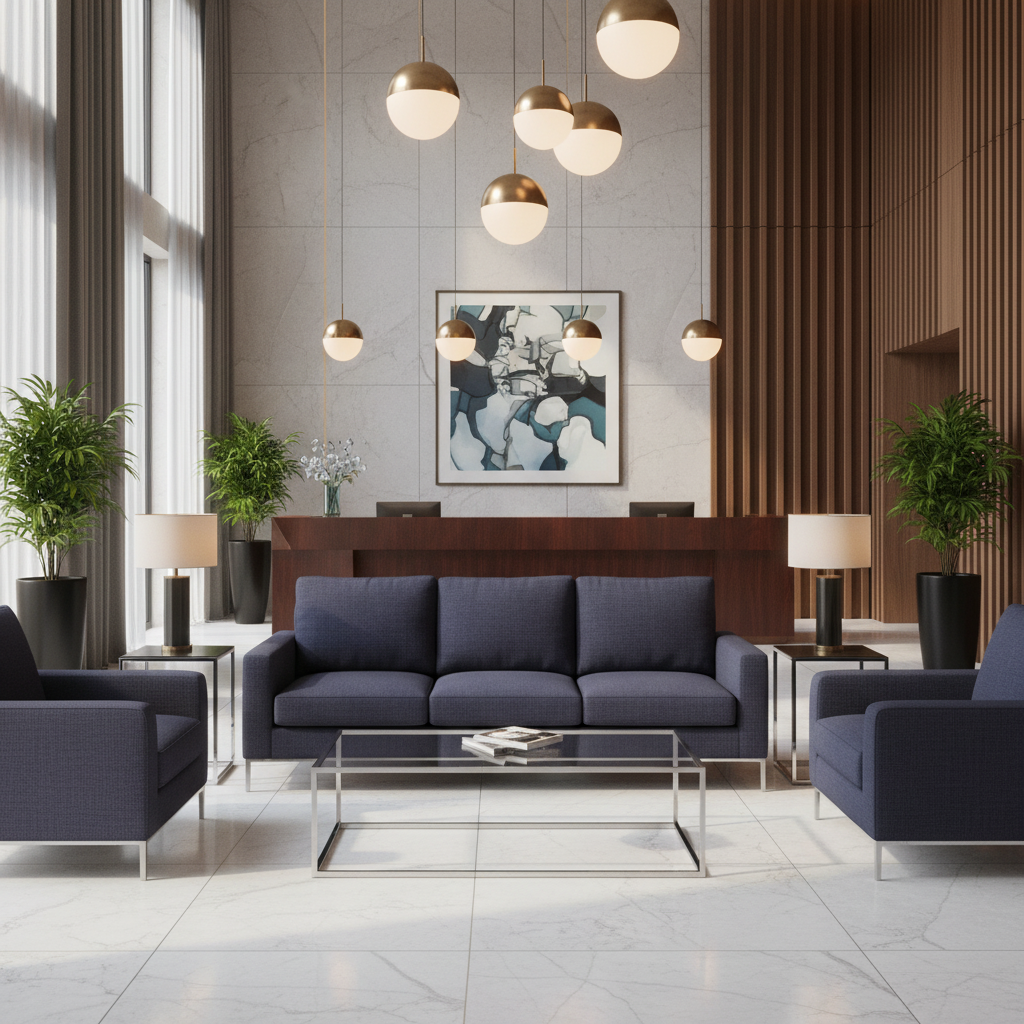 Smooth Solid Color Deep Indigo Upholstered Sofa | Architectural Fabrics
