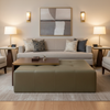 Smooth Pebble Grain Muted Olive Upholstered Ottoman | Architectural Fabrics