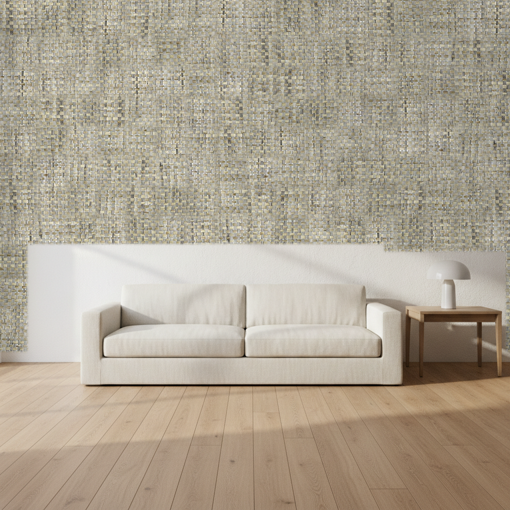 Montauk Paperweave Gray Brown Wallcovering | Phillipe Romano room setting