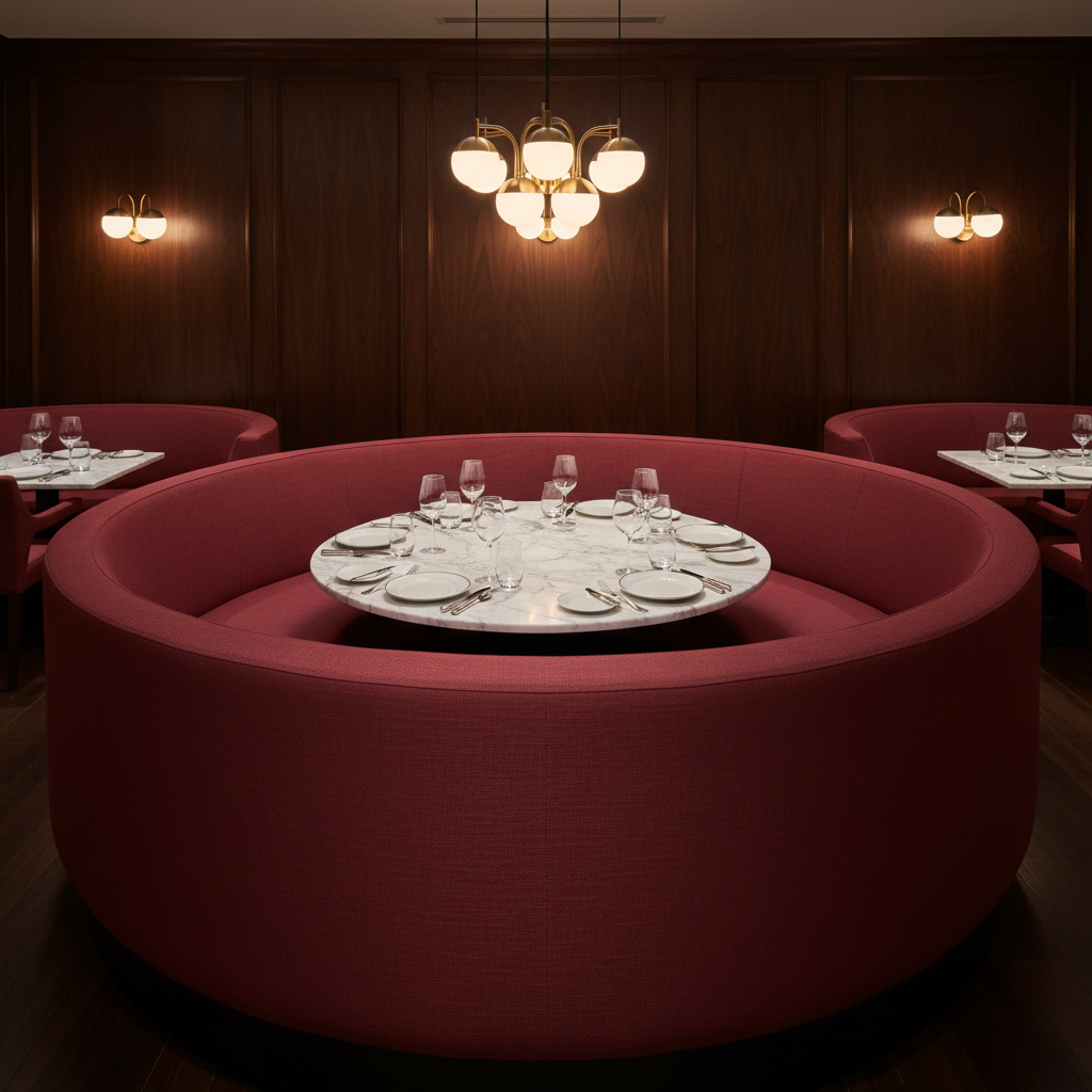 Soper Hole - Red Upholstered Banquette | Architectural Fabrics