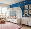 The Original Yeeha 1950's Cowboy - True Blue Mid-Century Modern | Architectural Wallcoverings - Girls Western Chic Bedroom Room Setting