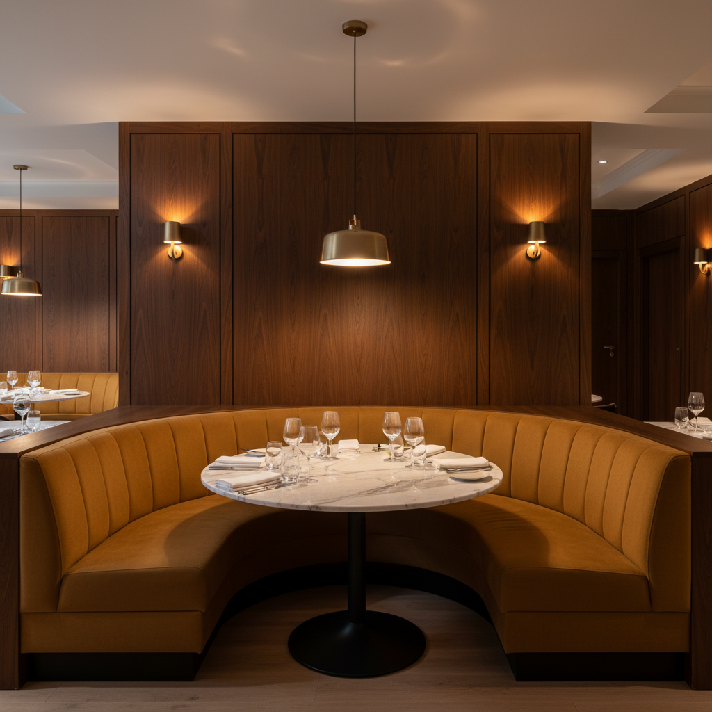 Soper Hole - Rust Upholstered Banquette | Architectural Fabrics