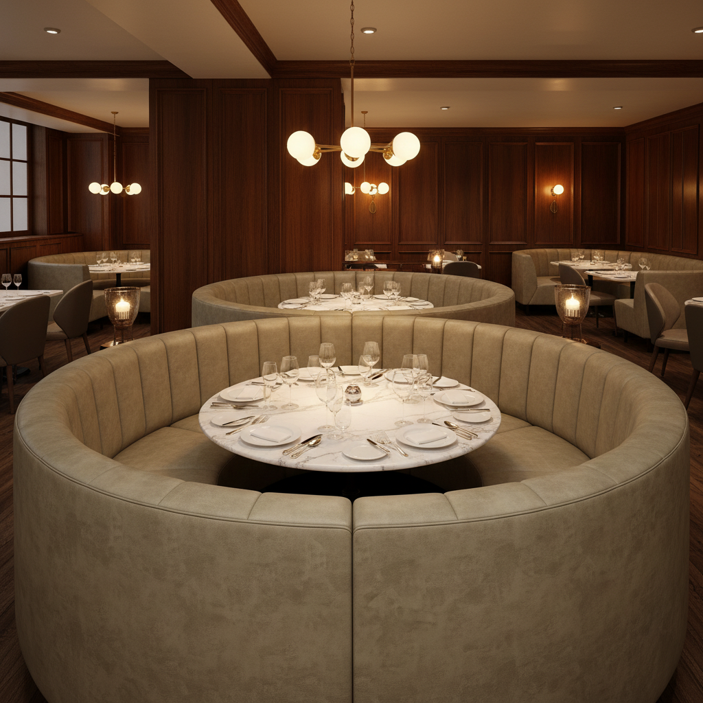 Arcadia - Greystone Performance Vinyl Upholstered Banquette | Architectural Fabrics