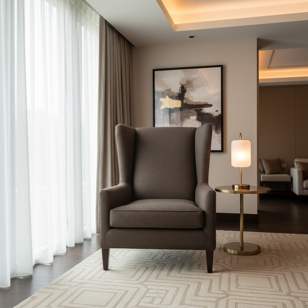 Subtle Linen Weave Dark Chocolate Upholstered Chair | Architectural Fabrics