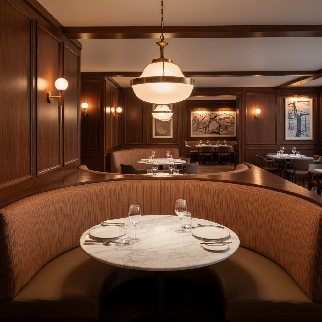 Fine Woven Texture Burnt Sienna Upholstered Banquette | Architectural Fabrics