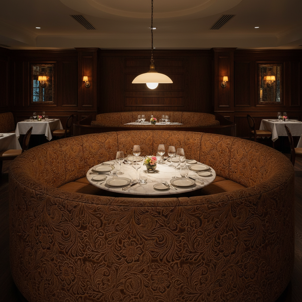 West Indian Lily - Cinnamon Upholstered Banquette | Architectural Fabrics