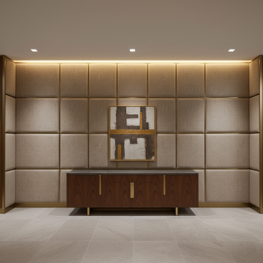Algiers - Limestone Performance Vinyl Upholstered Wall Panel | Architectural Fabrics